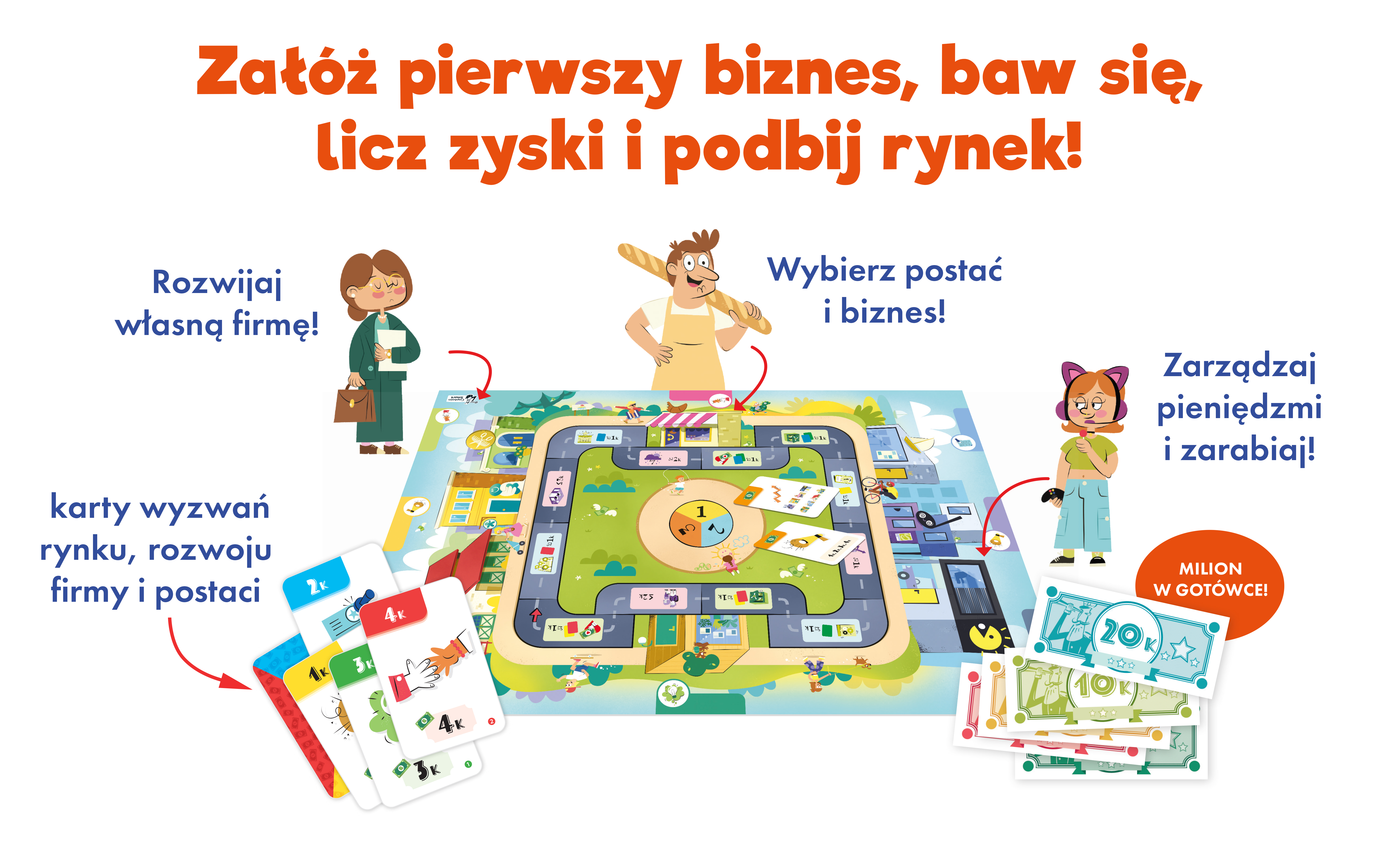 WIzualizacja - środek gry Pierwszy biznes. Gra finansowa marki Kapitan Nauka